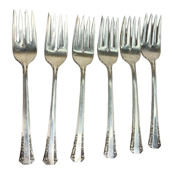 DELMAR / DEL MAR - 1881 Rogers Oneida Silverplate Silverware / Flatware Set of 6 - Picture 7 of 12